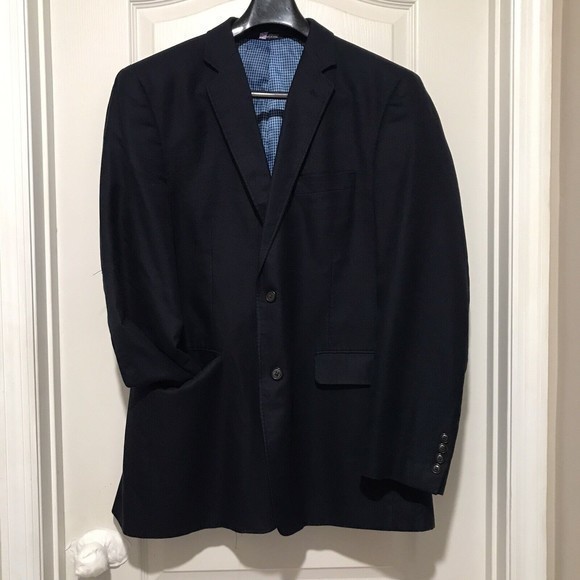 Saddlebred Men's Two Button Navy Blue Blazer Cotton Sport Coat Jacket Size 42L - Picture 5 of 13